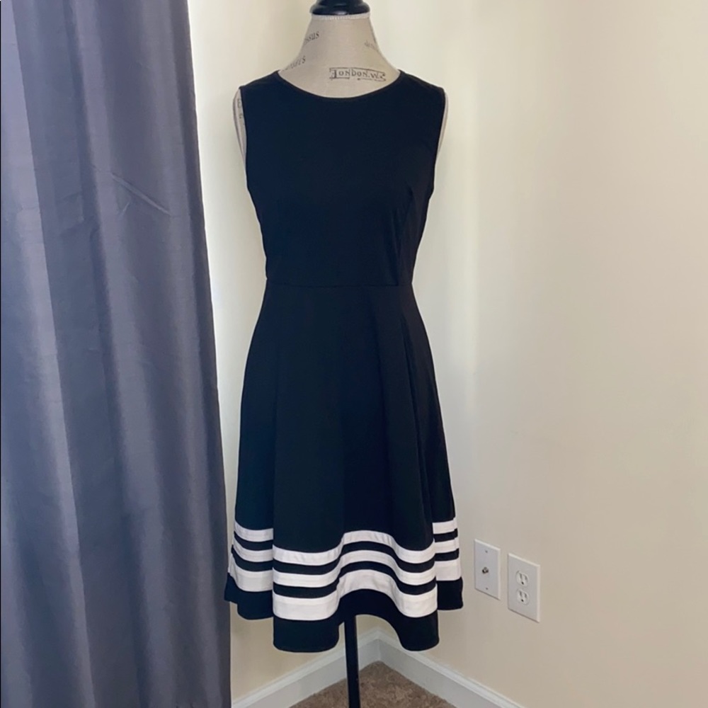 NWT Meaneor Black White Striped Dress S
